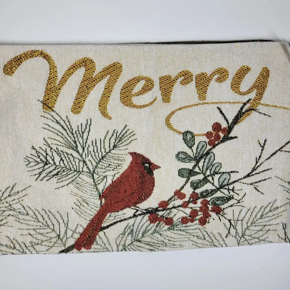 VTG Cardinal Tapestry Placemats Holly Berries Winter Christmas Table Deadstock 4